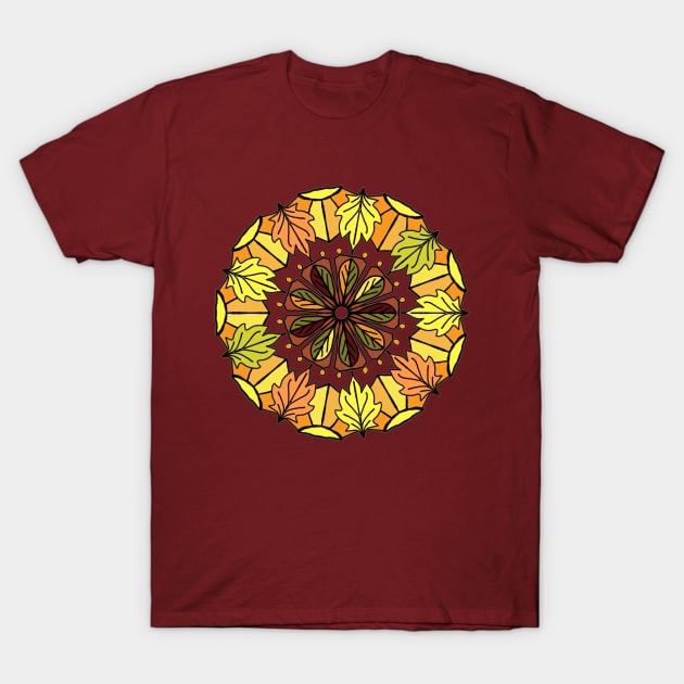 Autumn Leaves Brightly Circle T-Shirt by Sheri42